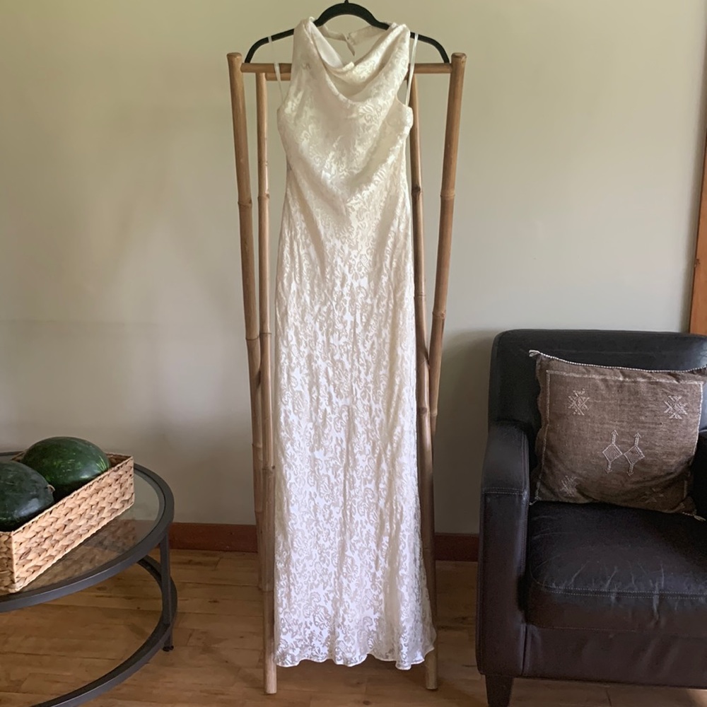 Silk beige/cream long slinky dress